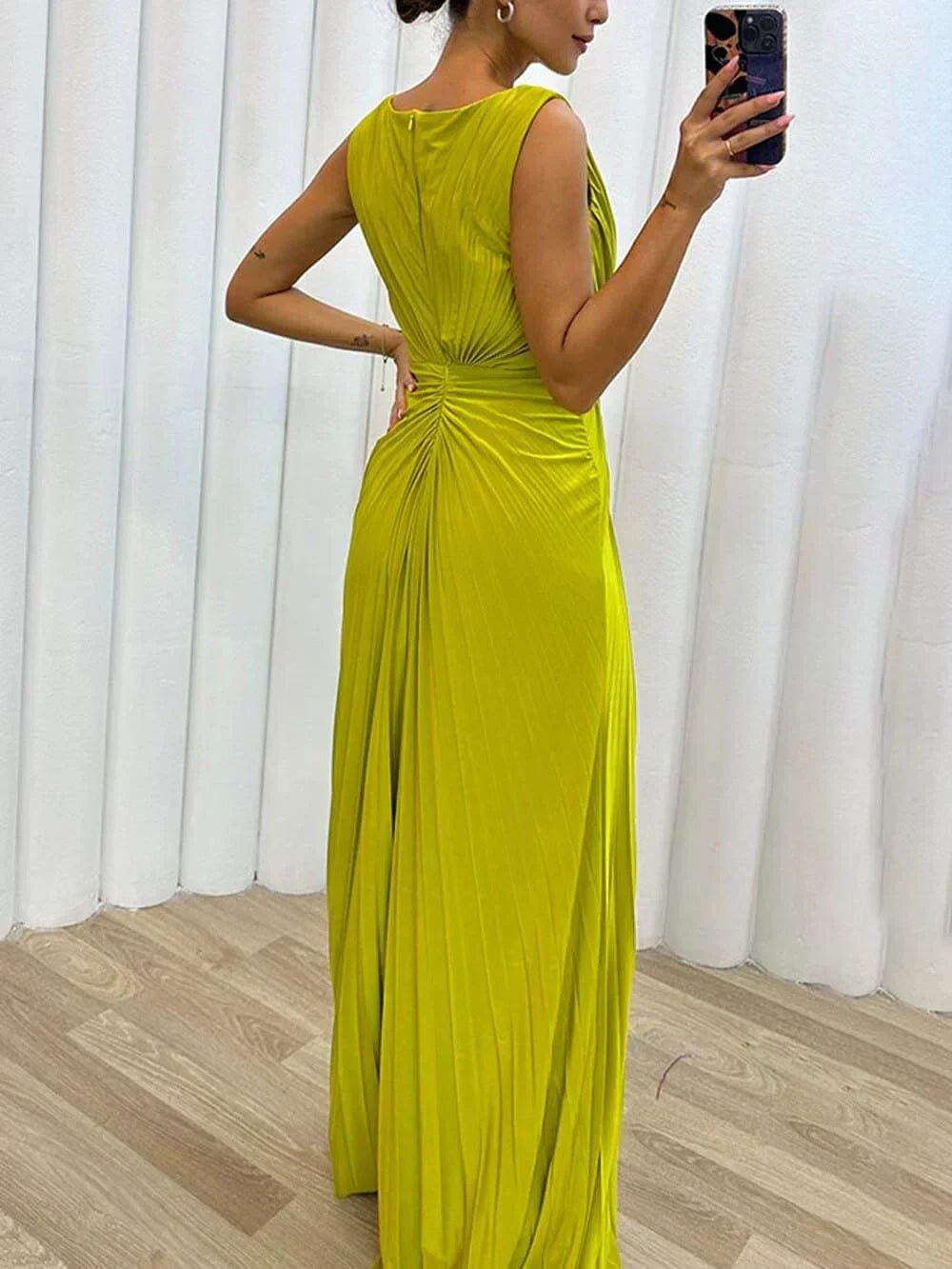 Davina - Rochie de seară lungă plisată