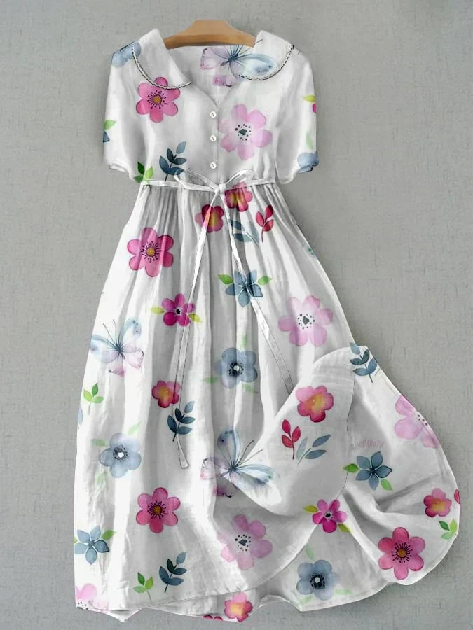 BLOSH | Rochie florală cu legare în talie în stil modern