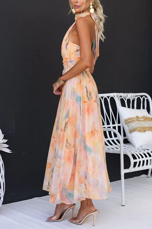 Halter™ - Rochie lungă imprimată