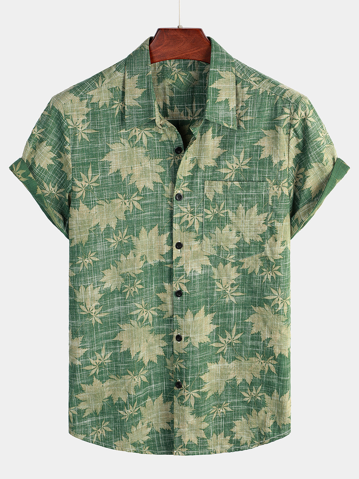 Cămașă Hawaii din Bumbac cu Mâneci Scurte