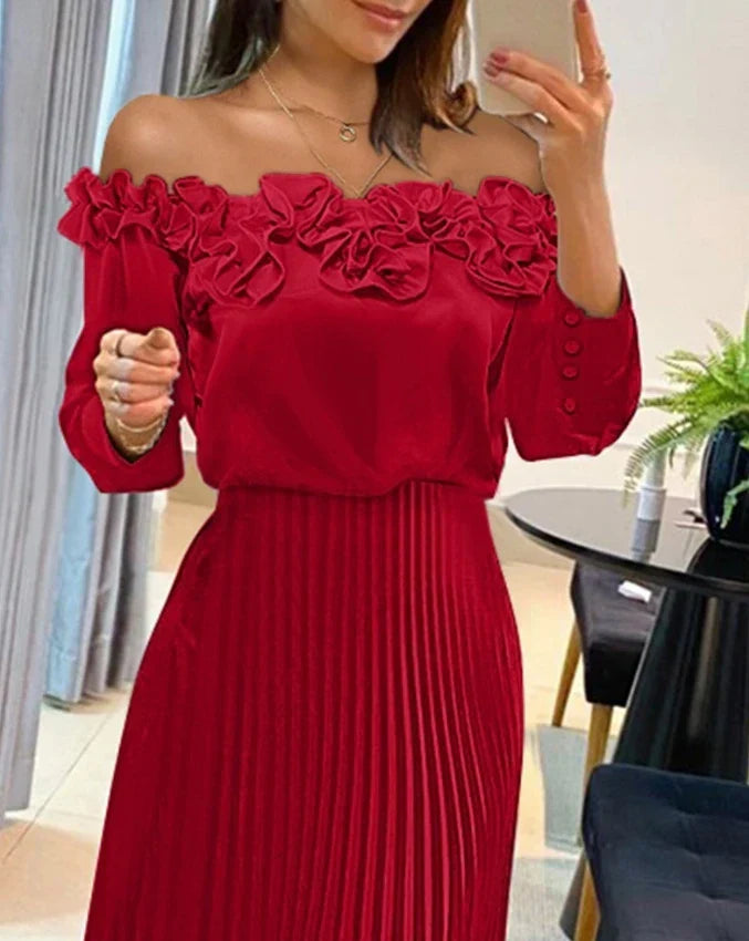 Aria - Rochie Maxi Stupendă cu Umeri Descoperiți