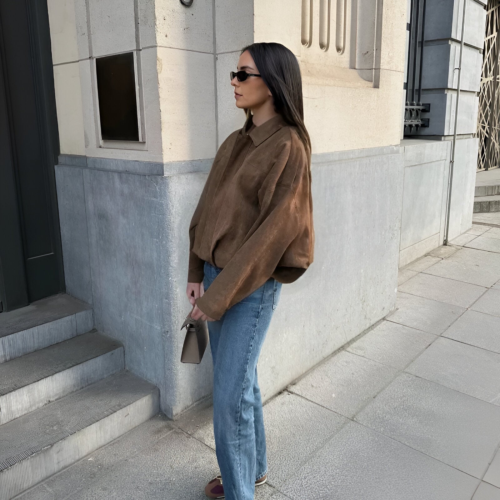 Marie - Jachetă bomber din suede