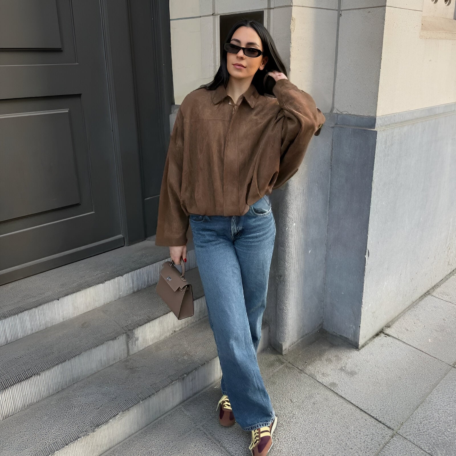 Marie - Jachetă bomber din suede