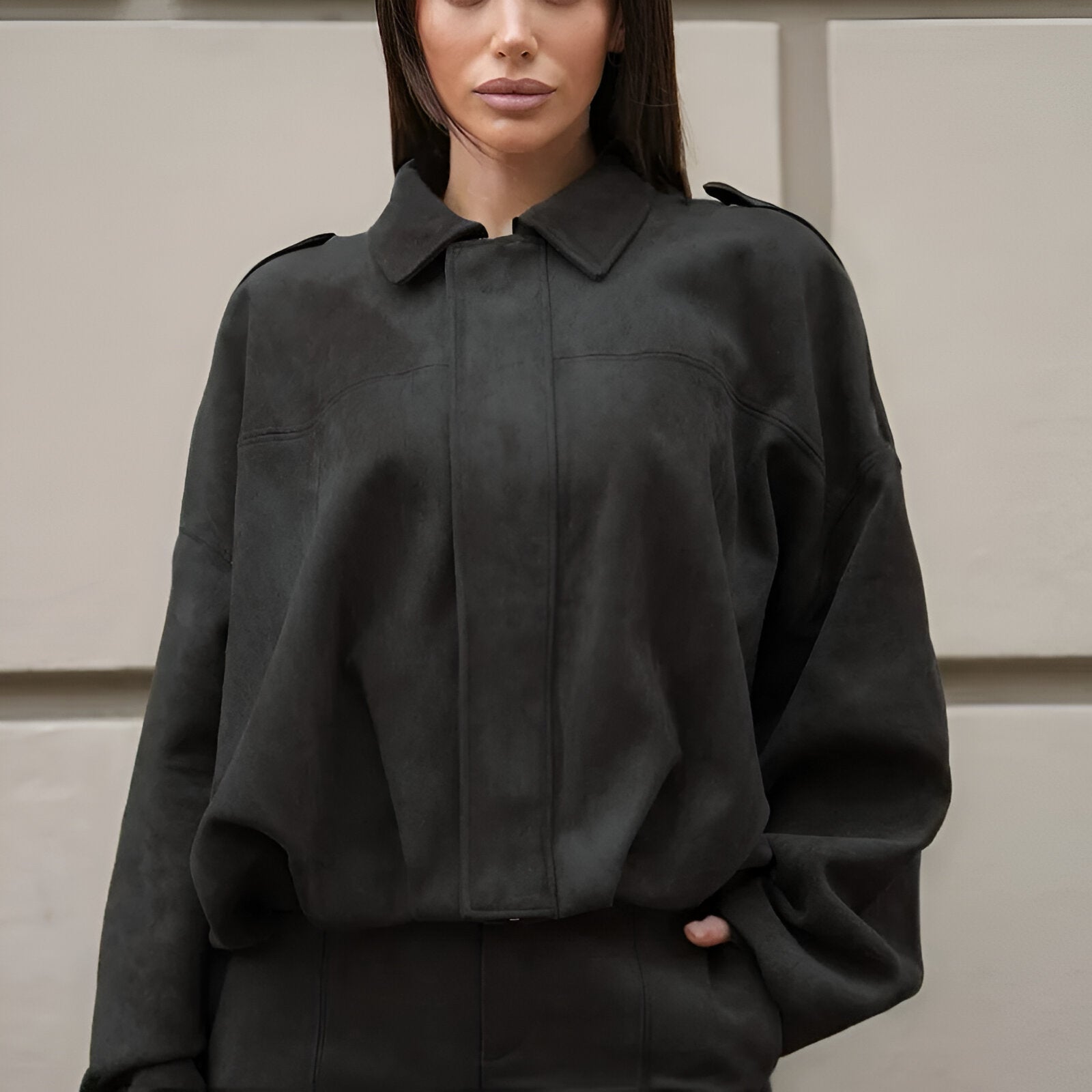 Marie - Jachetă bomber din suede