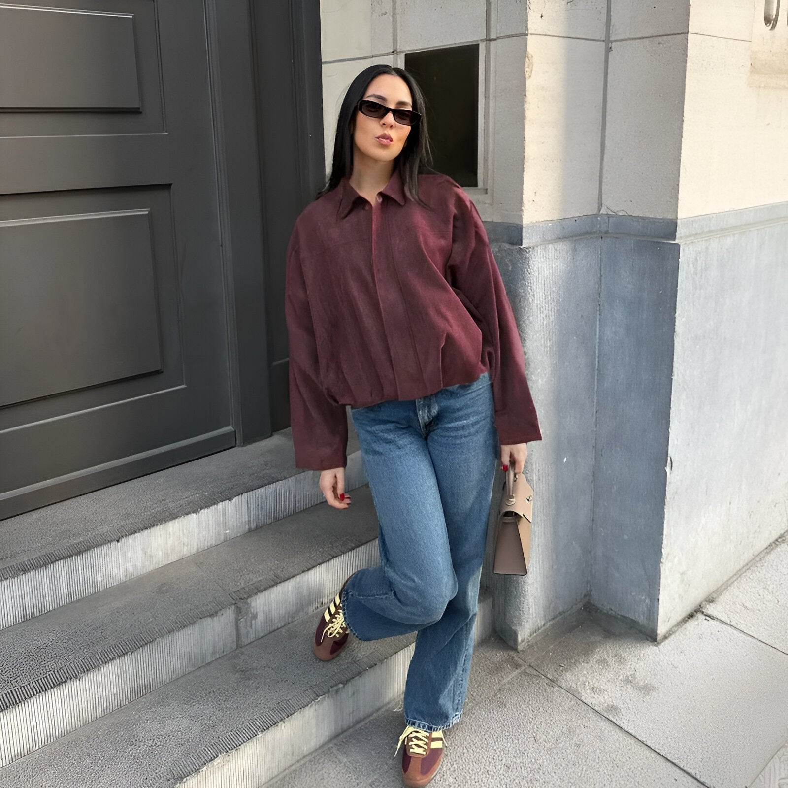Marie - Jachetă bomber din suede