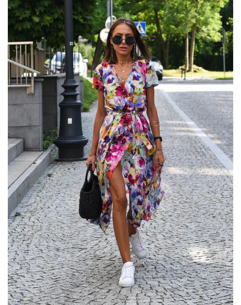 EVA | Rochie Elegantă cu Decolteu în V și Acoperire pentru Burtă