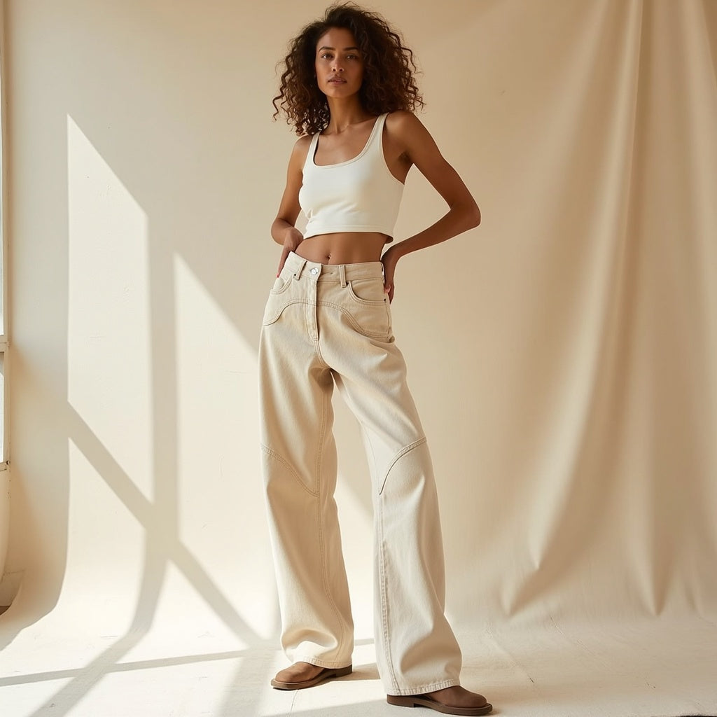 Félicité – Pantaloni bej din piele