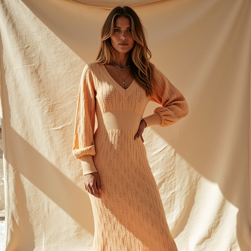 Justine – Rochie din bumbac cu decolteu în V