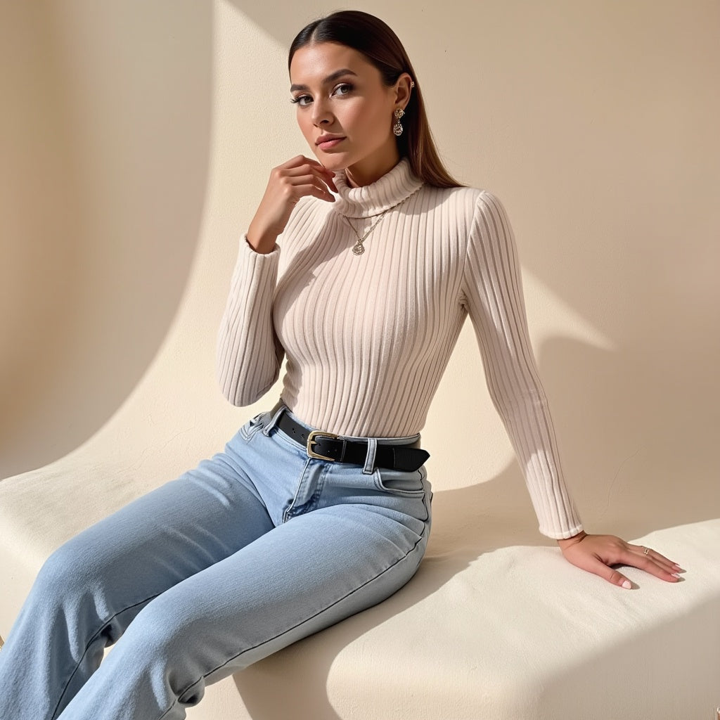 Corinne – Pulover cu guler înalt