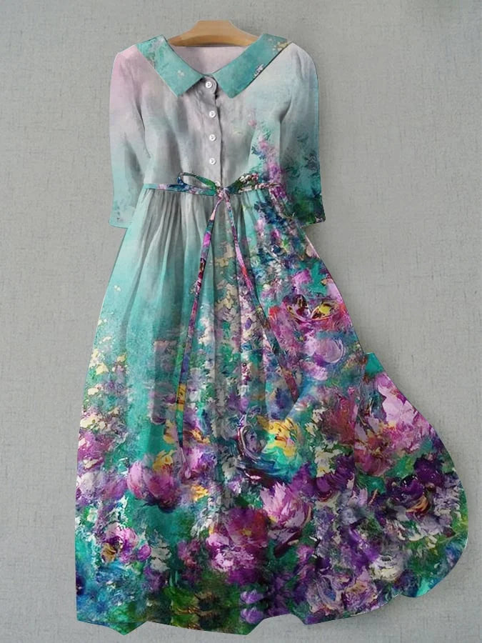 TERAH | Rochie florală cu legare în talie pentru femei
