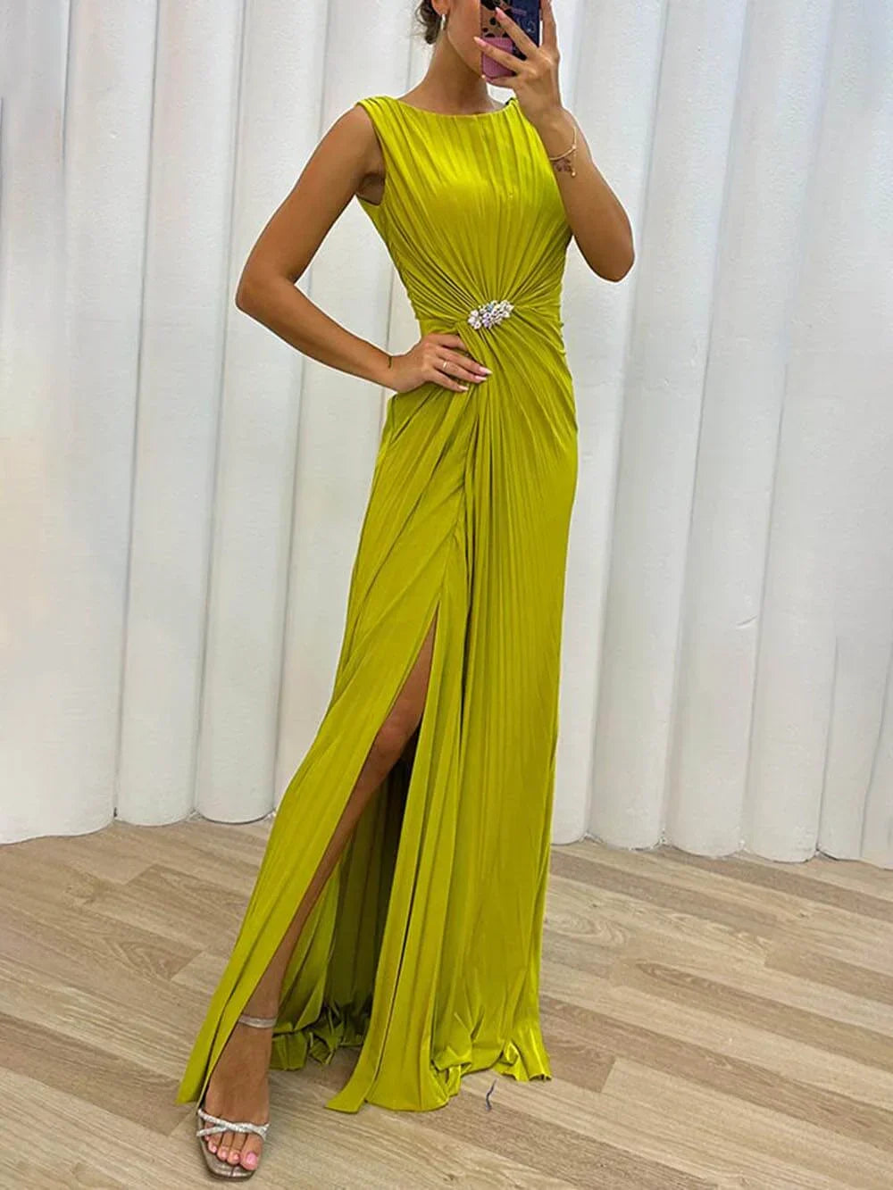 Davina - Rochie de seară lungă plisată