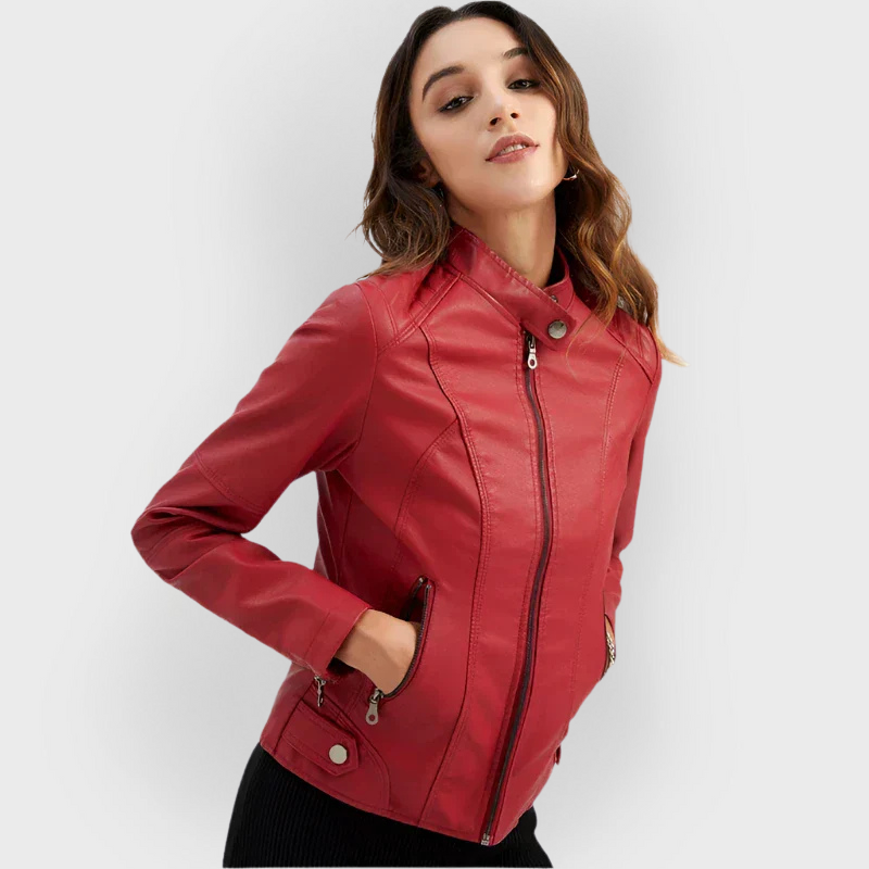 Pia | Jachetă din piele netedă minimalistă