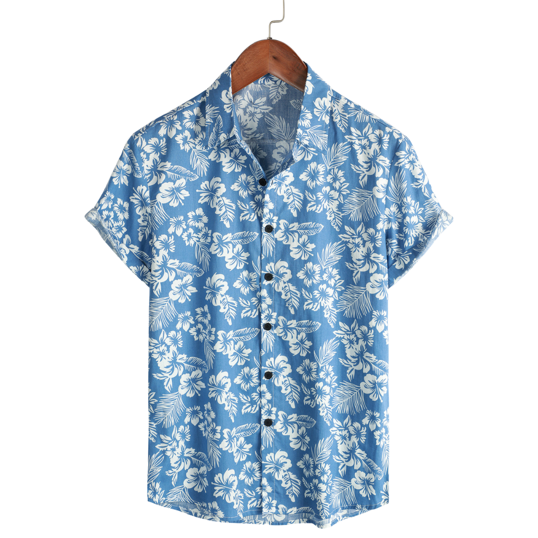 Bluză hawaiană cu mâneci scurte și model floral