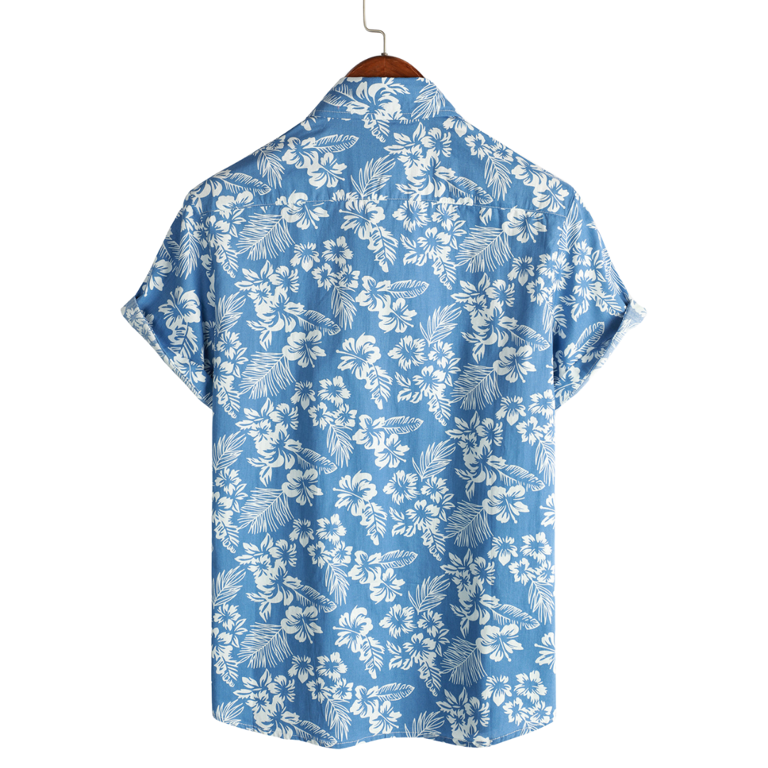 Bluză hawaiană cu mâneci scurte și model floral