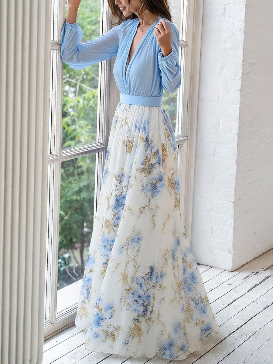 Harper™ | Rochie lungă cu imprimeu floral strălucitor