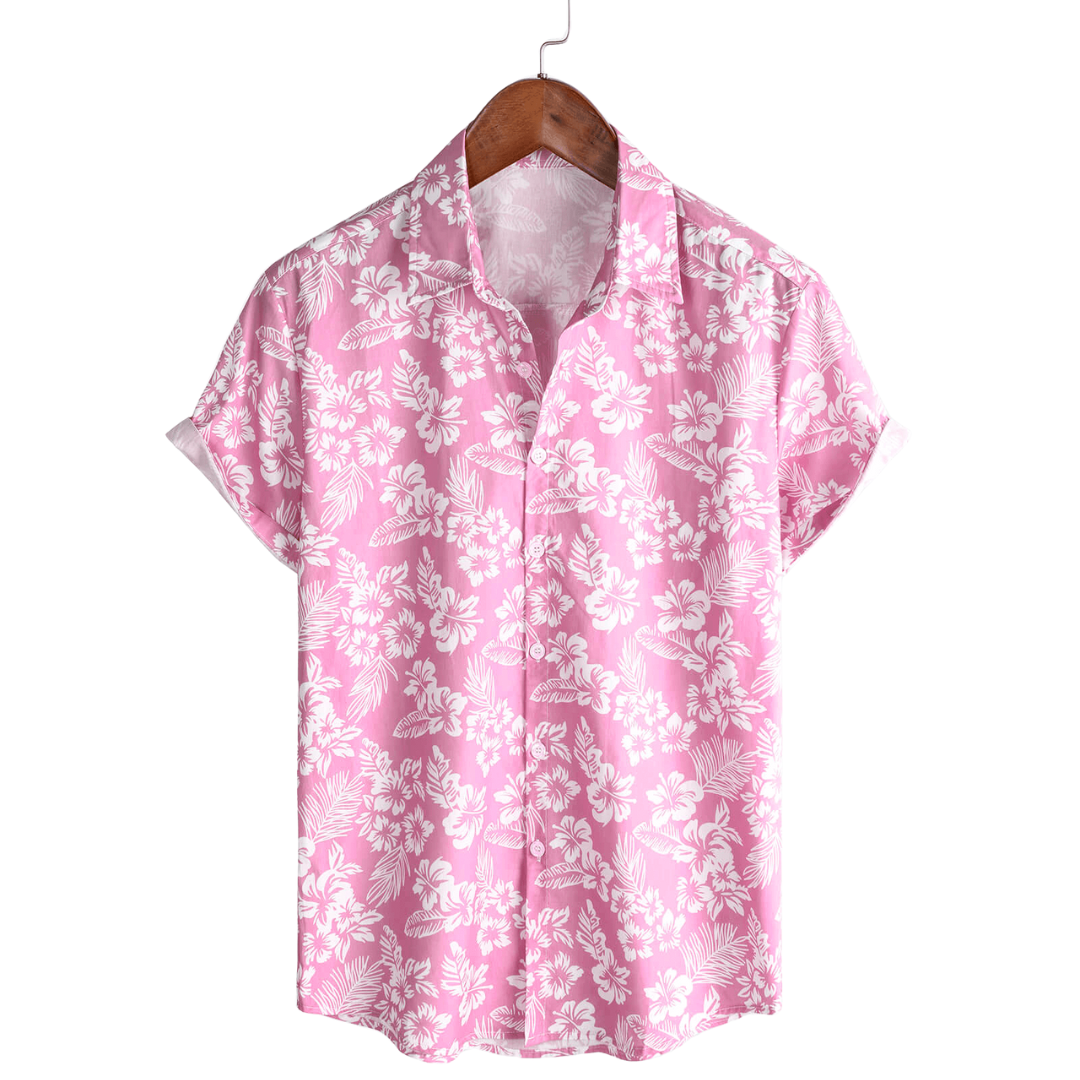Bluză hawaiană cu mâneci scurte și model floral