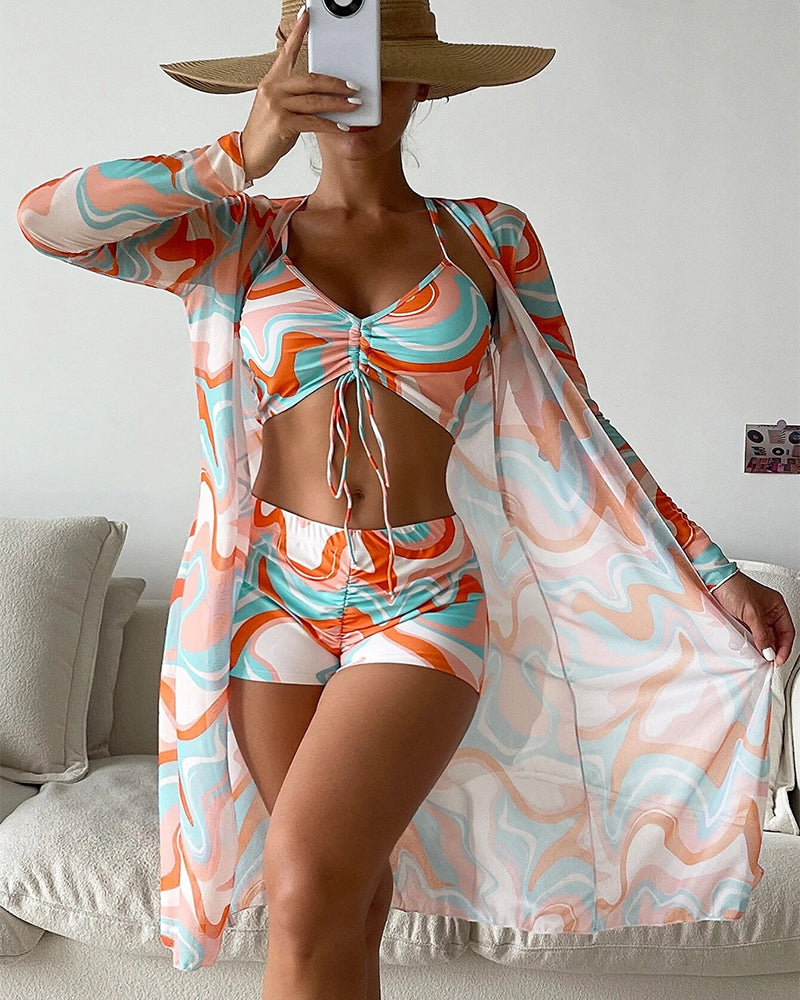 Mihaela | Set de Bikini 3-Piese cu Print