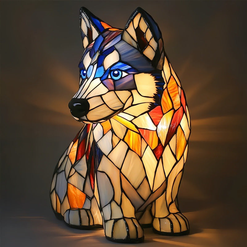 Rex | Lampă de câine din sticlă colorată cu o notă magică
