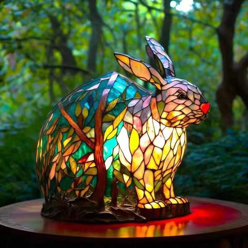 Lapinou | Lampa de iepure din sticlă colorată Magică