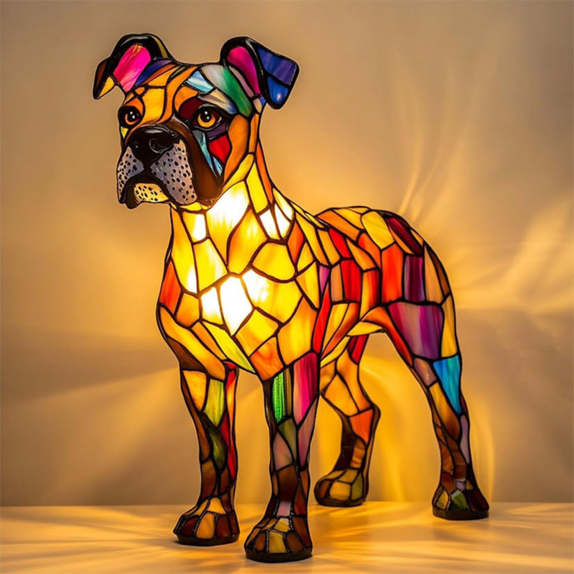 Tyson | Lampă din sticlă colorată cu câini, cu o notă magică