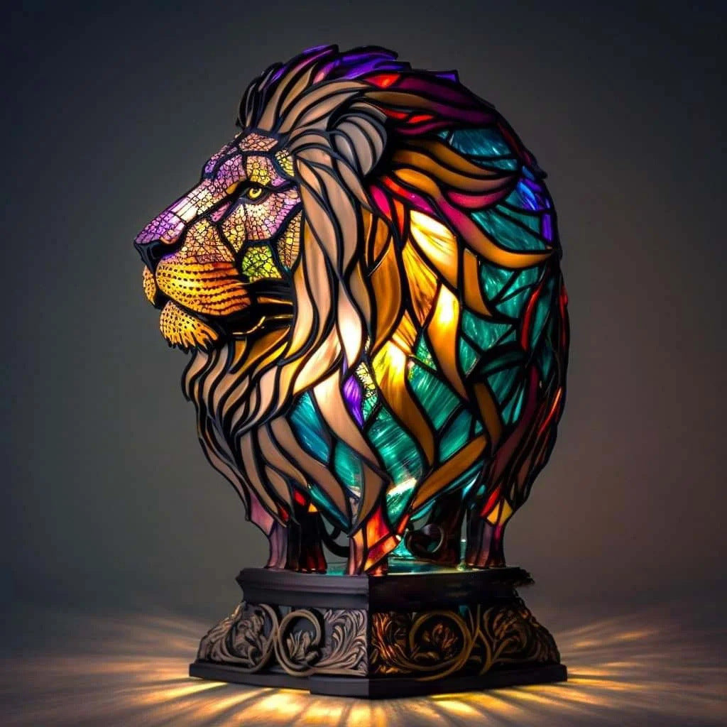 Simba | Lampă din sticlă colorată în formă de leu magic
