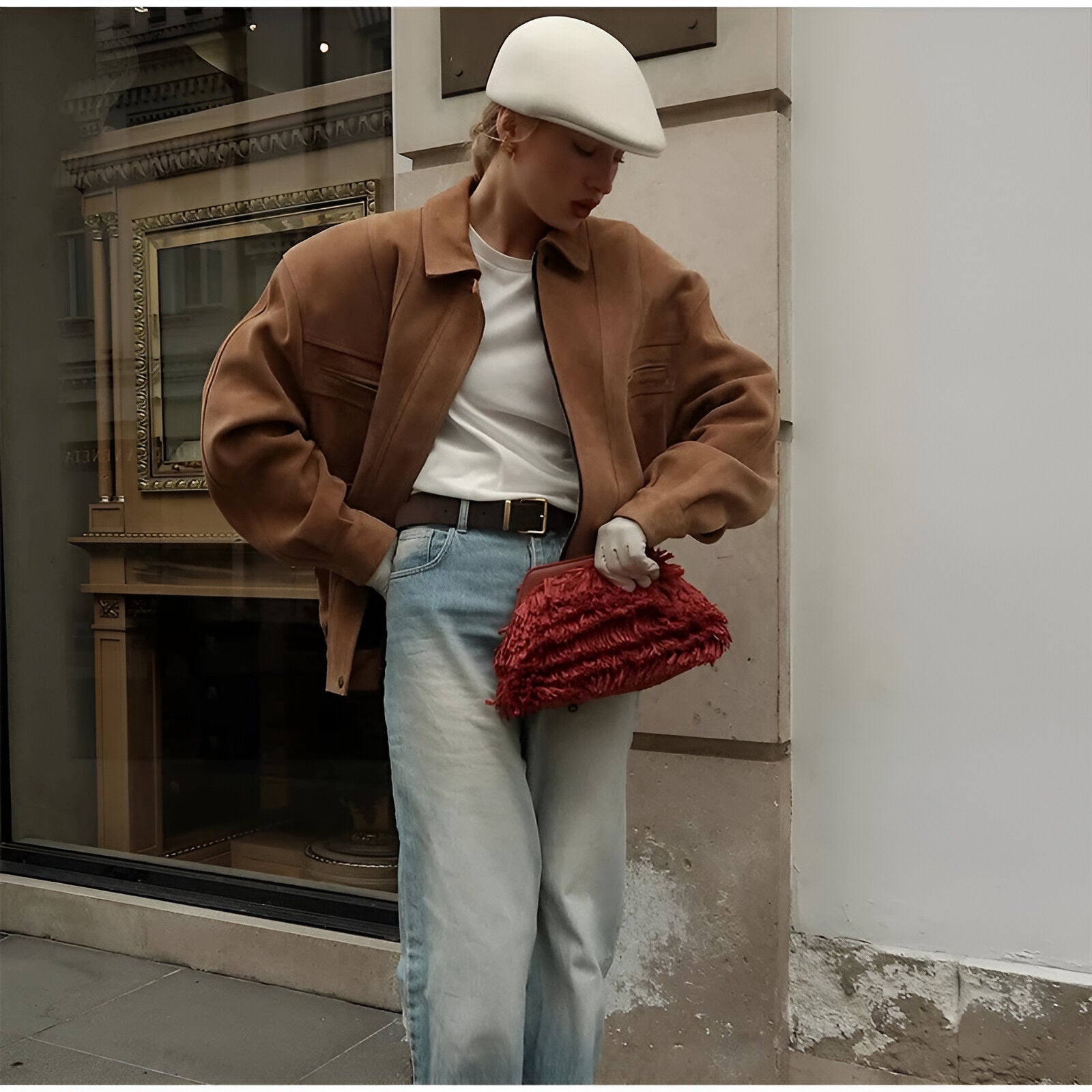 Isabella - Jachetă din piele suede patchwork