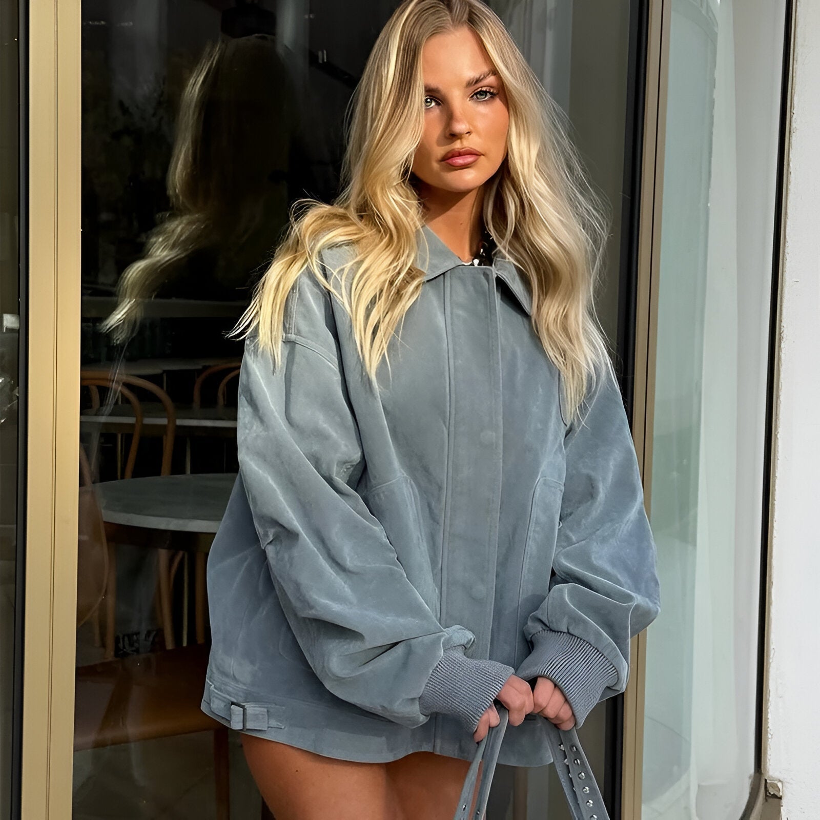 Lea - Geacă oversized din suede pentru toamnă