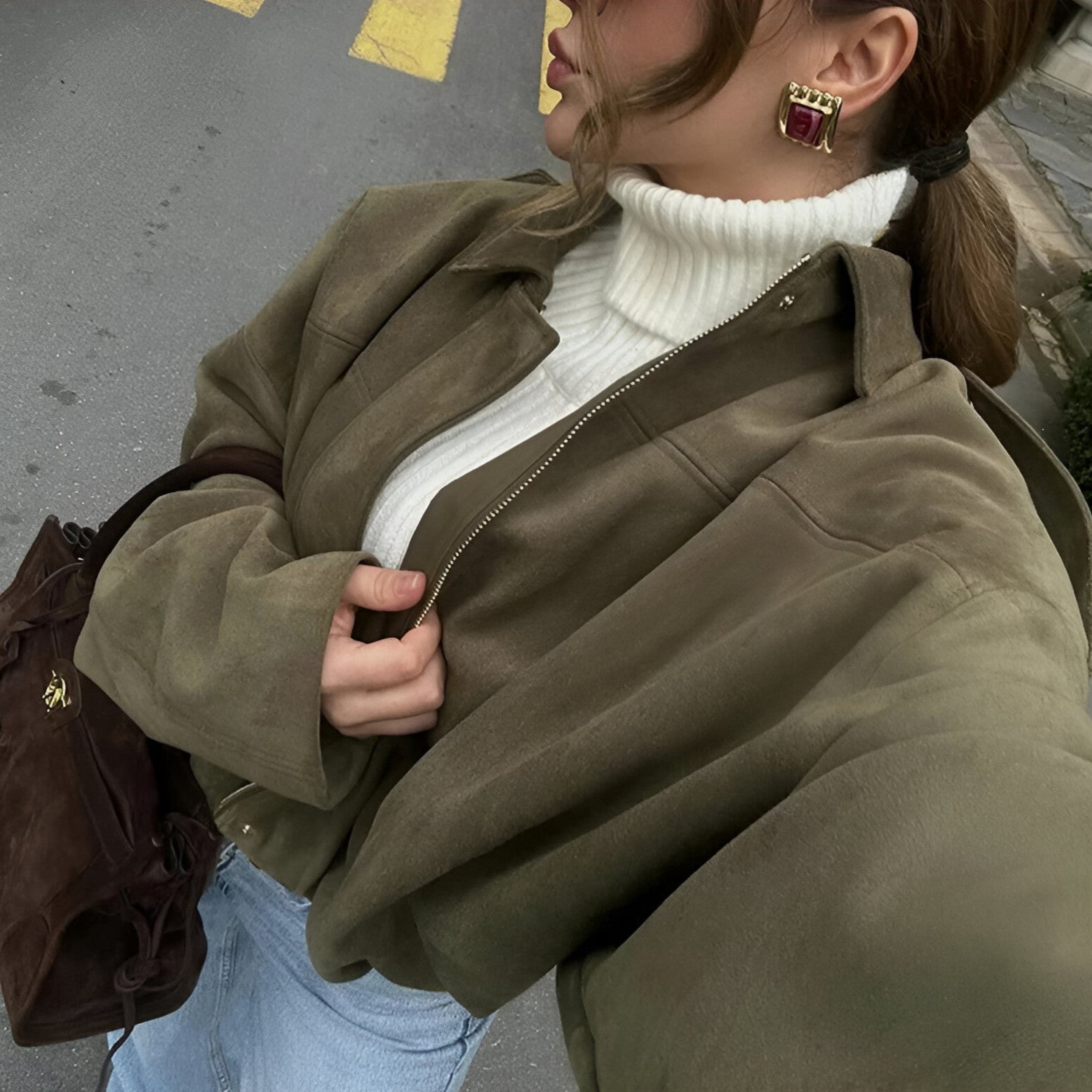 Marie - Jachetă bomber din suede