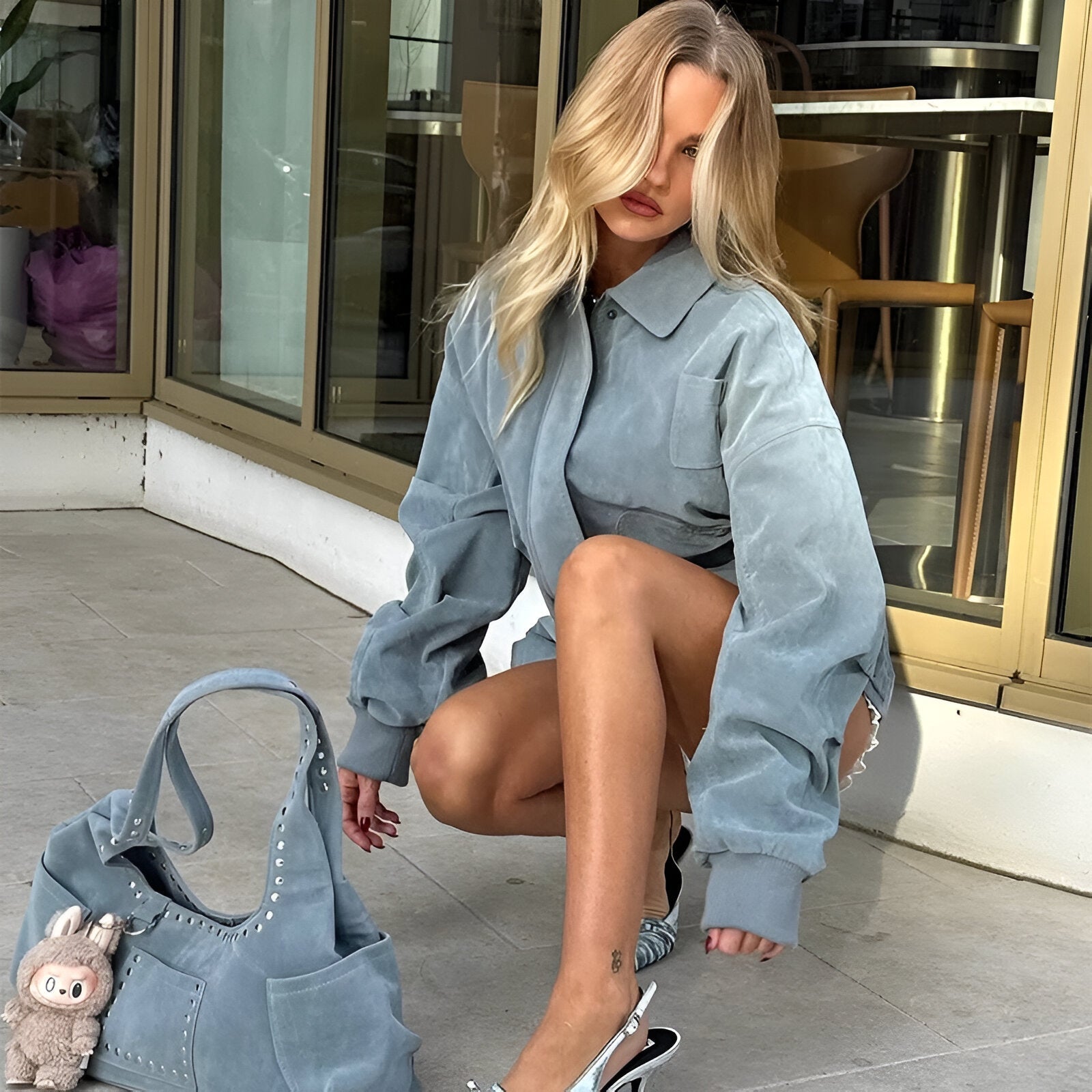 Lea - Geacă oversized din suede pentru toamnă