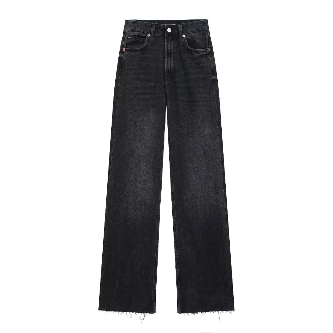 Blugi Negri Cu Pantaloni Largi