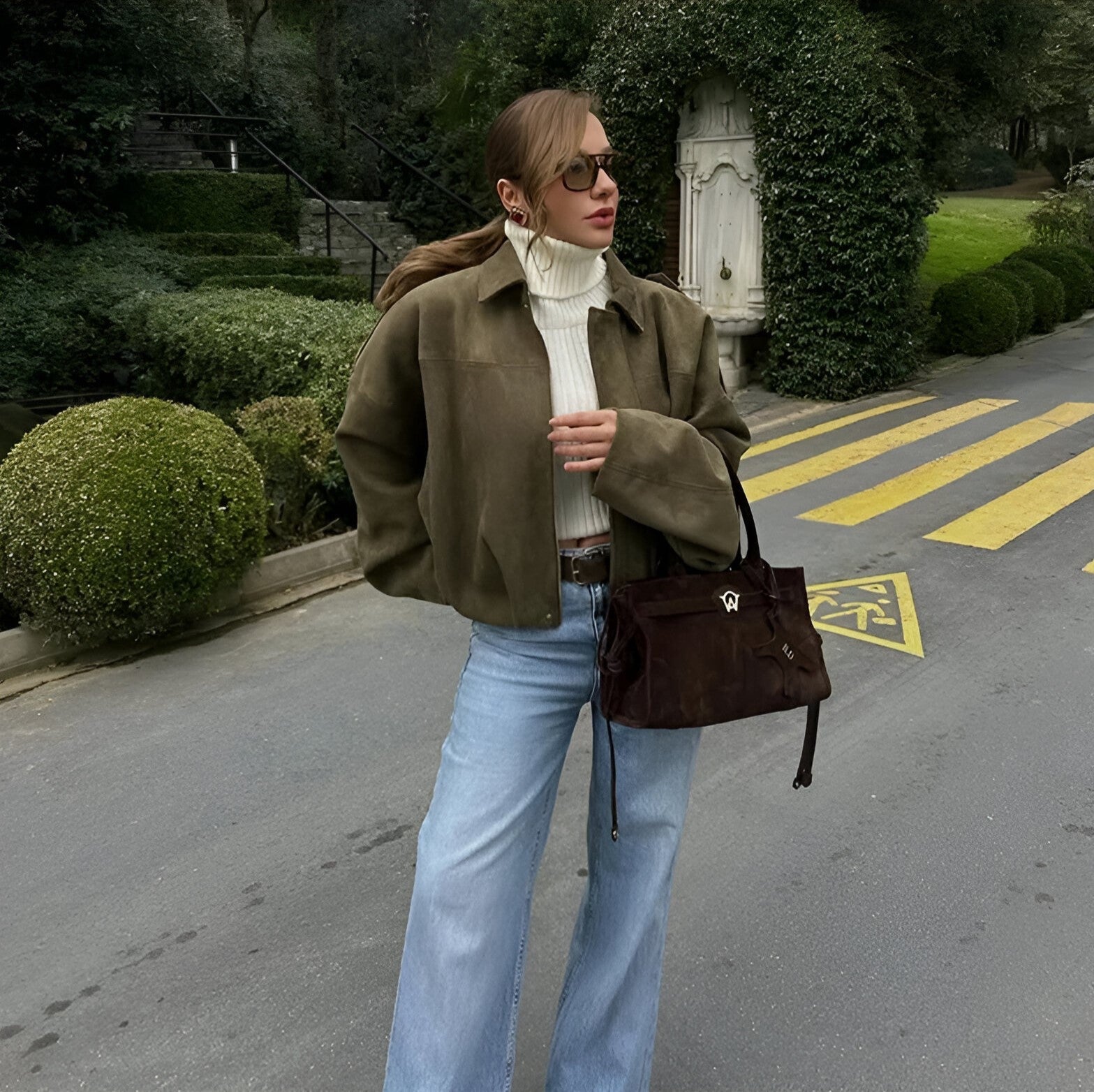 Marie - Jachetă bomber din suede