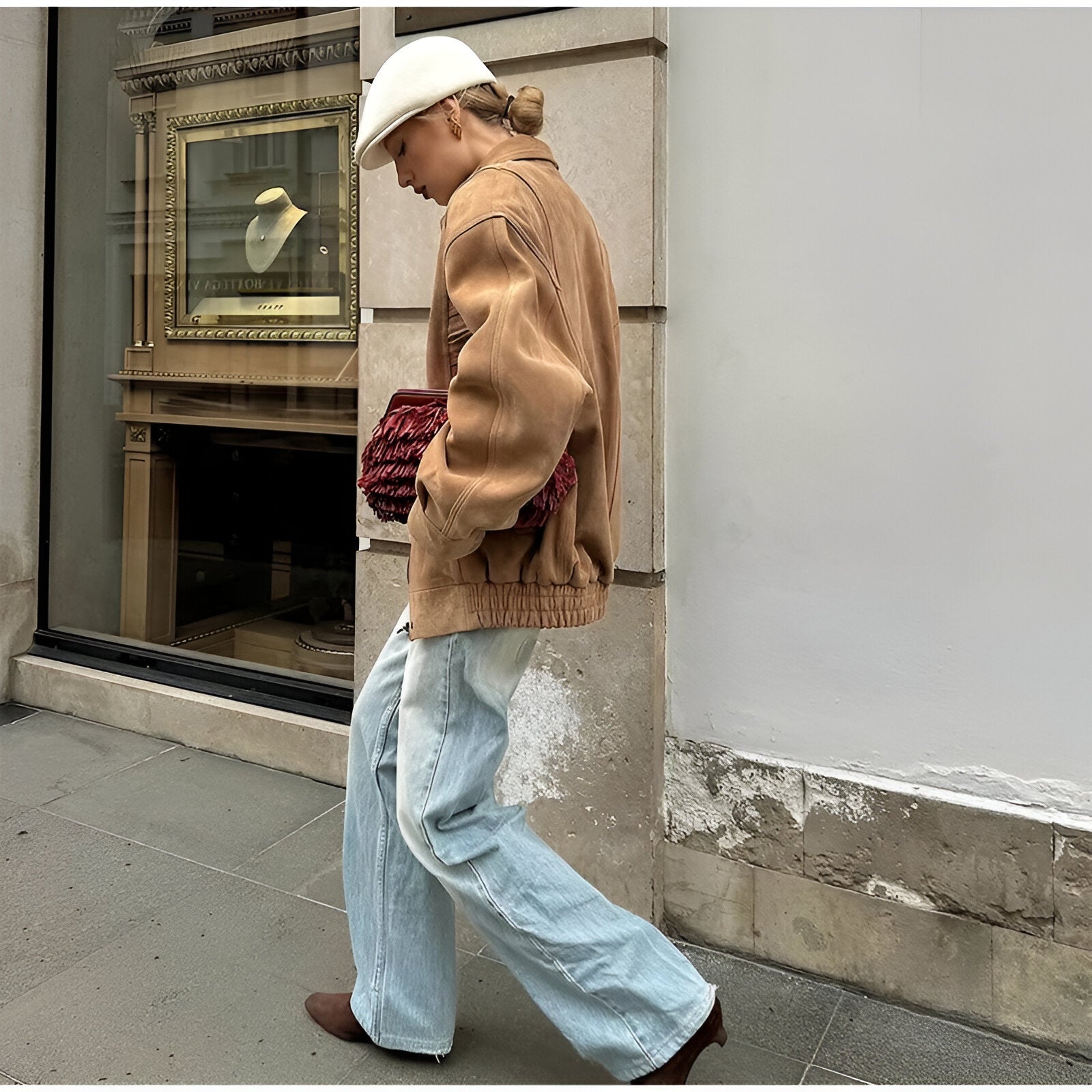 Isabella - Jachetă din piele suede patchwork