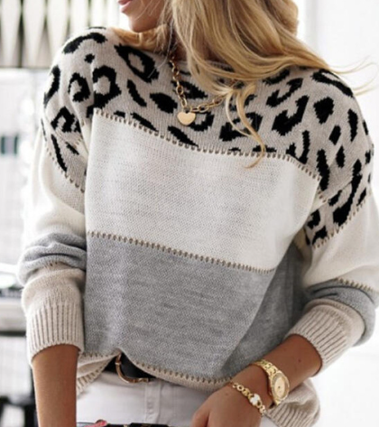 Rosa | Pulover cu imprimeu de leopard