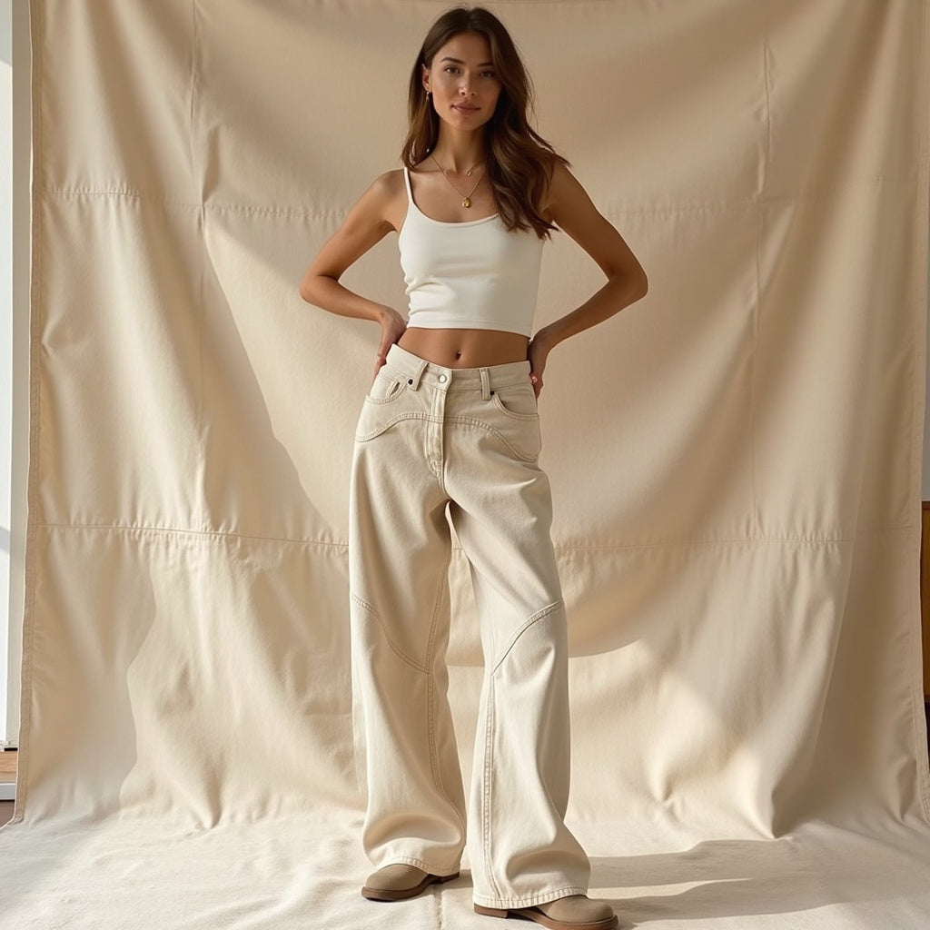 Félicité – Pantaloni bej din piele