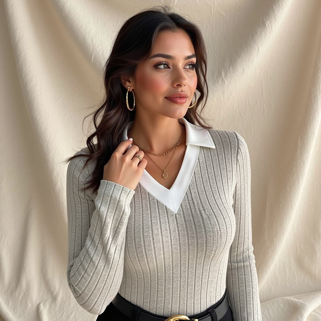 Éloïse – Pulover cu guler înalt texturat