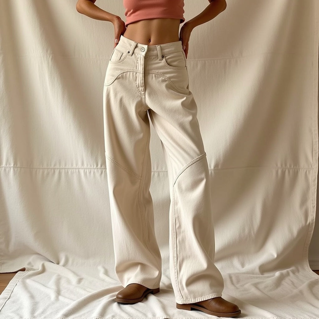 Félicité – Pantaloni bej din piele